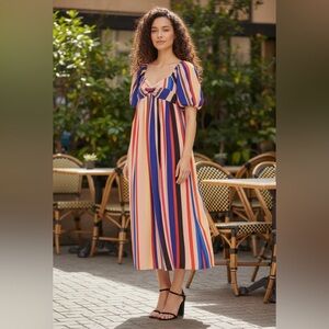 English Factory Multi Color Striped Maxi Dress